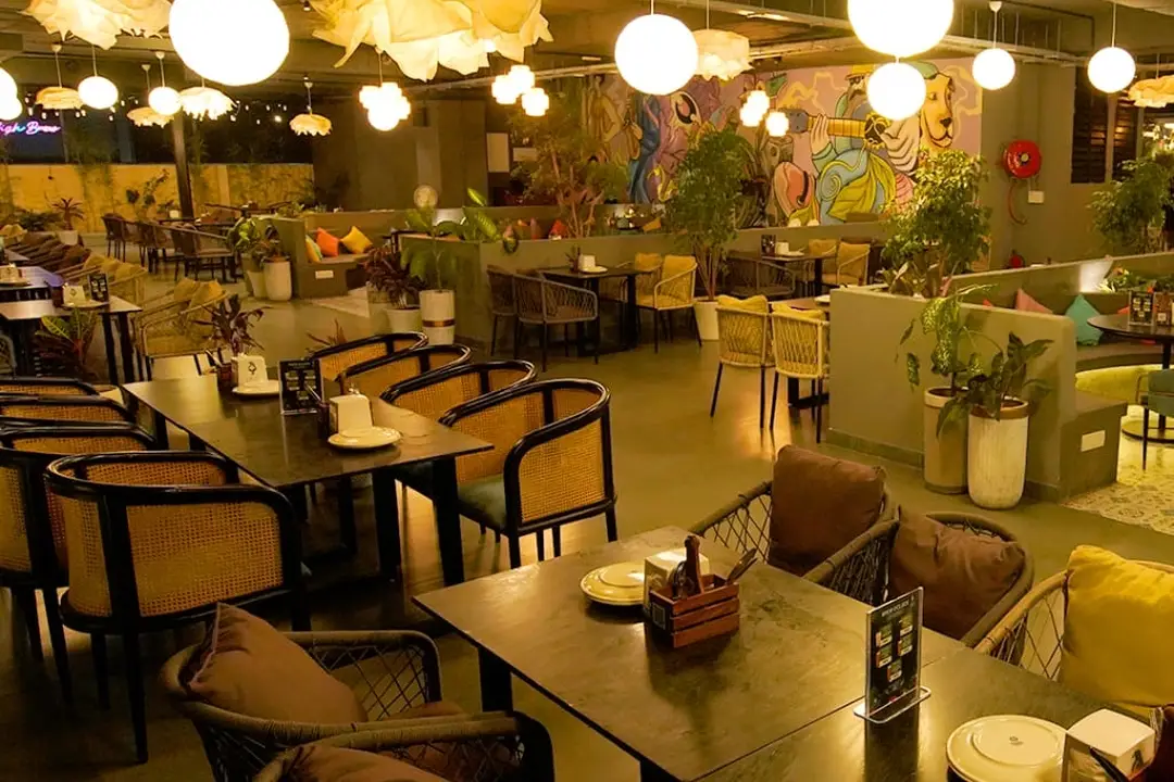 Banquet hall setup for family event at High Brew